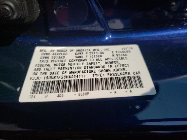 19UUB1F50HA004111 - 2017 ACURA TLX TECH BLUE photo 10