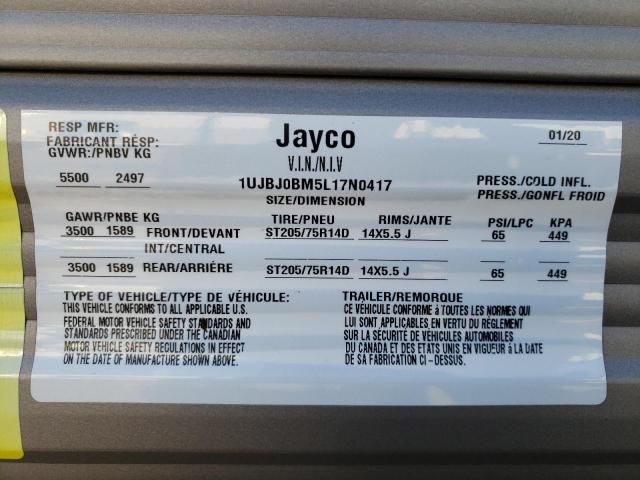 1UJBJ0BM5L17N0417 - 2020 JAYCO JAY FLIGHT GRAY photo 10