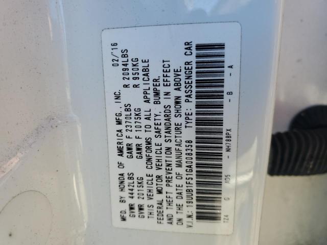 19UUB1F51GA008358 - 2016 ACURA TLX TECH WHITE photo 10