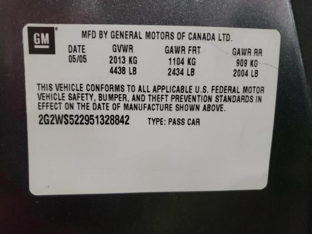 2G2WS522951328842 - 2005 PONTIAC GRAND PRIX GRAY photo 10