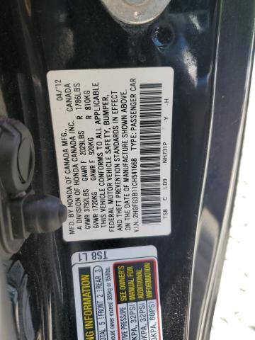 2HGFG3B11CH541668 - 2012 HONDA CIVIC EXL Qara foto 10