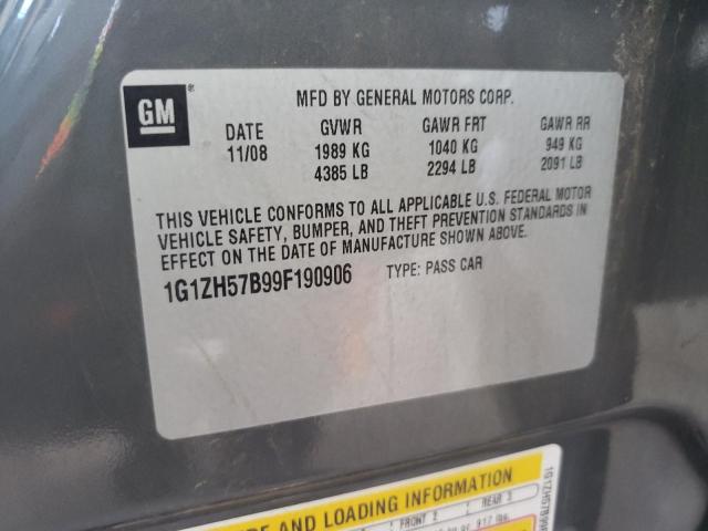 1G1ZH57B99F190906 - 2009 CHEVROLET MALIBU 1LT ნაცრისფერი ფოტო 10