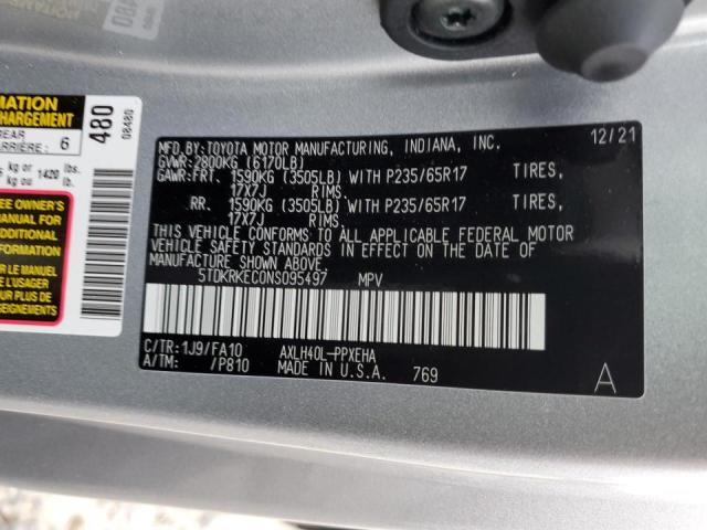 5TDKRKEC0NS095497 - 2022 TOYOTA SIENNA LE SILVER photo 10