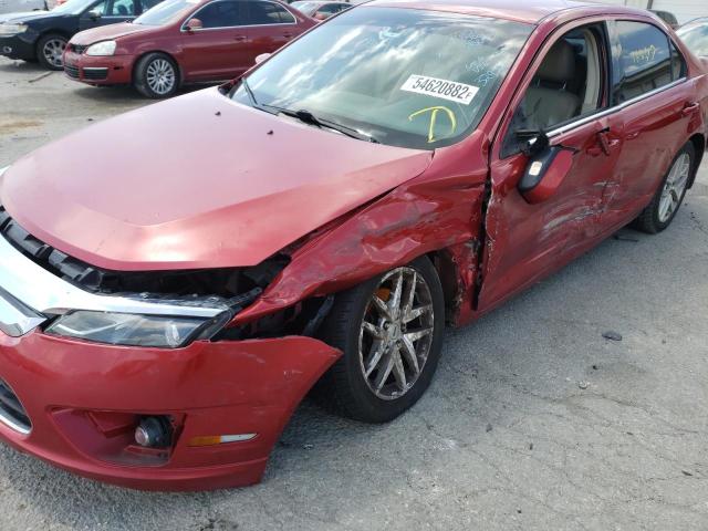3FAHP0JA3AR329563 - 2010 FORD FUSION SEL RED photo 9
