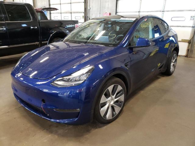 5YJYGDEE9MF130912 - 2021 TESLA MODEL Y BLUE photo 2