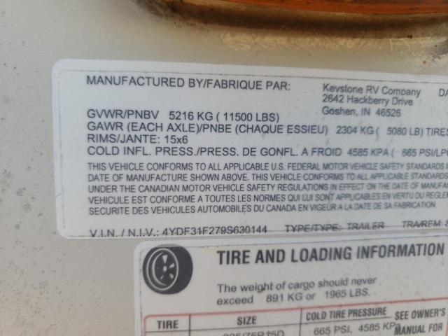 4YDF31F279S630144 - 2009 KEYSTONE OUTBACK TWO TONE photo 10