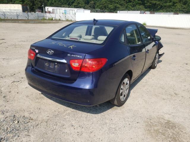 KMHDU4AD1AU183025 - 2010 HYUNDAI ELANTRA BLUE  photo 4