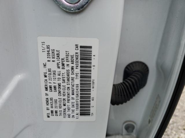 19UUB1F51GA004066 - 2016 ACURA TLX TECH/T WHITE photo 10