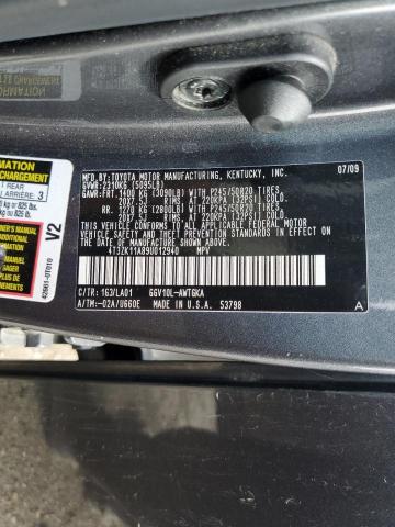 4T3ZK11A89U012940 - 2009 TOYOTA VENZA GRAY photo 10