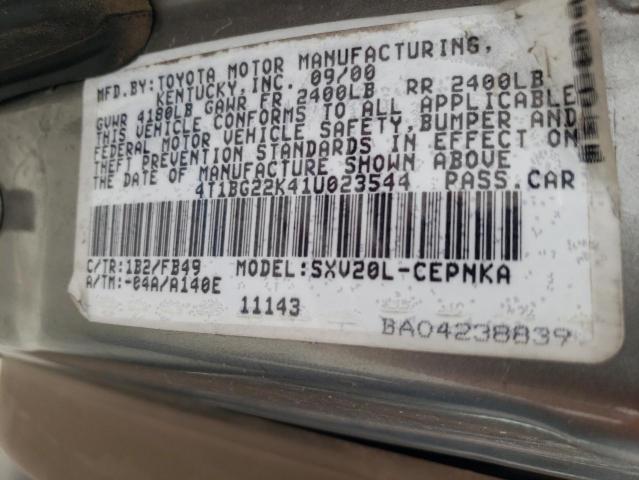 4T1BG22K41U023544 - 2001 TOYOTA CAMRY GRAY photo 10