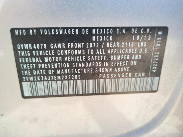 3VW2K7AJ7EM232289 - 2014 VOLKSWAGEN JETTA BASE 银色 照片 10