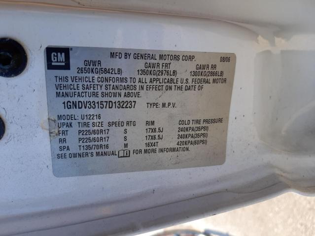 1GNDV33157D132237 - 2007 CHEVROLET UPLANDER WHITE photo 10