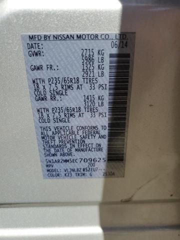 5N1AR2MM5EC709625 - 2014 NISSAN PATHFINDER SILVER photo 10