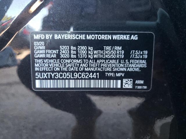 5UXTY3C05L9C62441 - 2020 BMW X3 SDRIVE3 BLACK photo 10