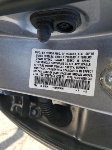 19XFC1F74GE220870 - 2016 HONDA CIVIC EXL Gümüş foto 10
