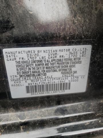 3N1CN8EV8LL887133 - 2020 NISSAN VERSA SV BLACK photo 10