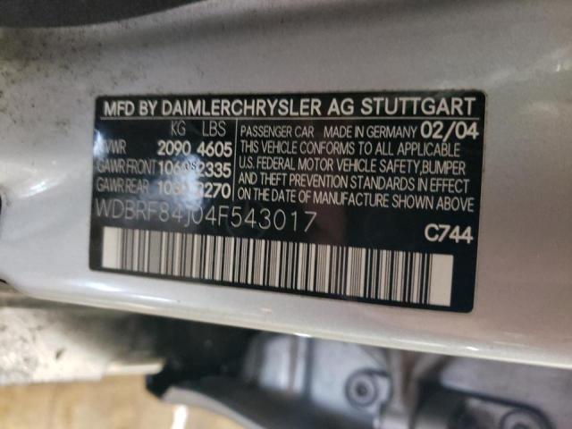 WDBRF84J04F543017 - 2004 MERCEDES-BENZ C 320 4MAT SILVER photo 10