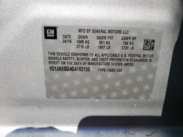 1G1JA5SG4G4182130 - 2016 CHEVROLET SONIC LS SILVER photo 10