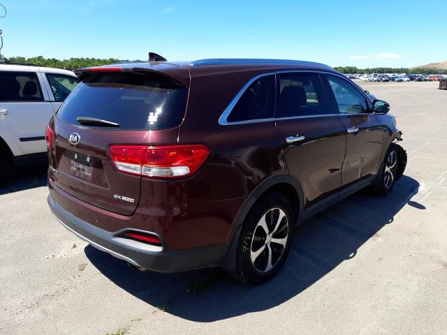 5XYPHDA19HG261395 - 2017 KIA SORENTO EX BURGUNDY photo 4