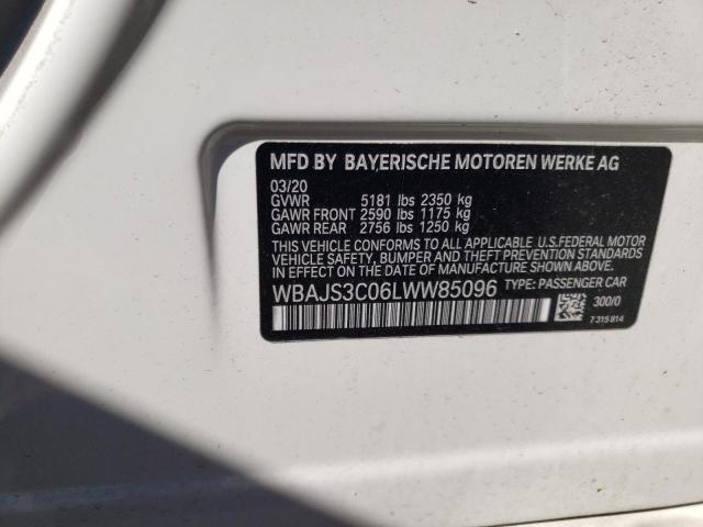 WBAJS3C06LWW85096 - 2020 BMW 540 XI WHITE photo 10