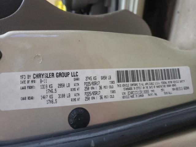 2C4RC1CG1CR118355 - 2012 CHRYSLER TOWN & COU GOLD photo 10