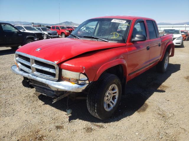 1D7HG48N64S608059 - 2004 DODGE DAKOTA QUA RED photo 2