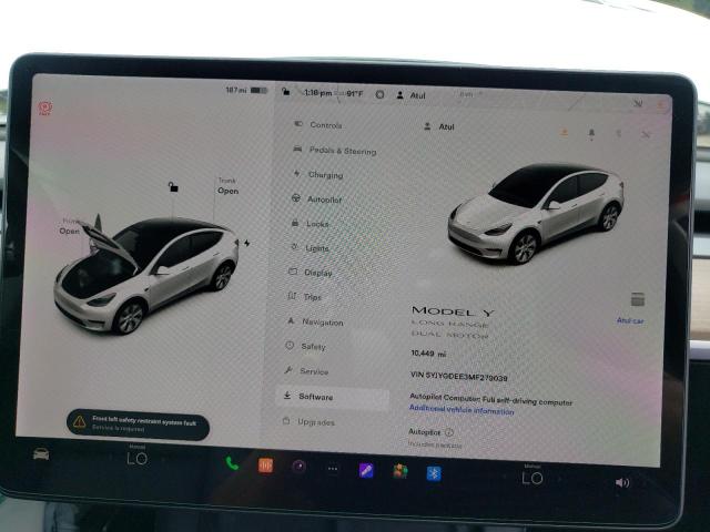 5YJYGDEE3MF279039 - 2021 TESLA MODEL Y Белый фото 8