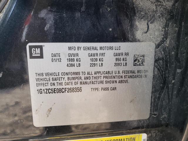 1G1ZC5E08CF268356 - 2012 CHEVROLET MALIBU 1LT გრაფიტი ფოტო 10