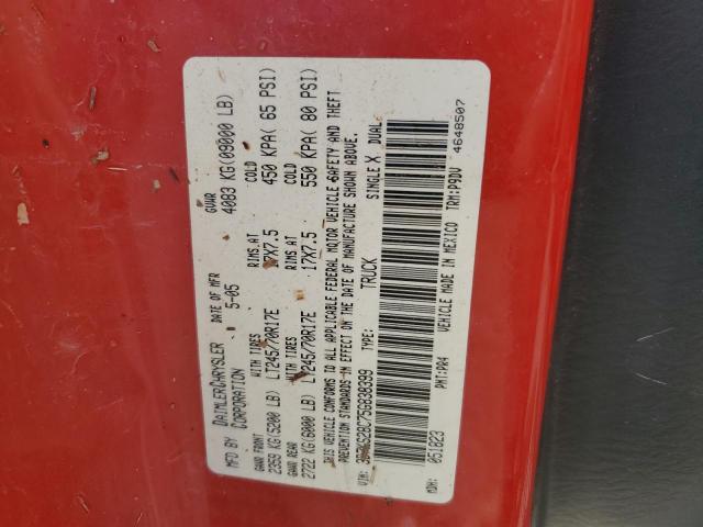 3D7KS28C75G838399 - 2005 DODGE RAM 2500 S RED photo 10