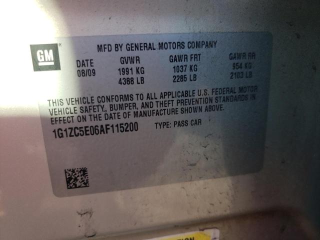 1G1ZC5E06AF115200 - 2010 CHEVROLET MALIBU 1LT ბეჟი ფოტო 10