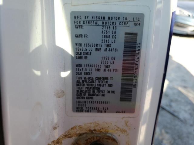 3N63M0YN0FK696651 - 2015 CHEVROLET CITY EXPRE 白色 照片 10