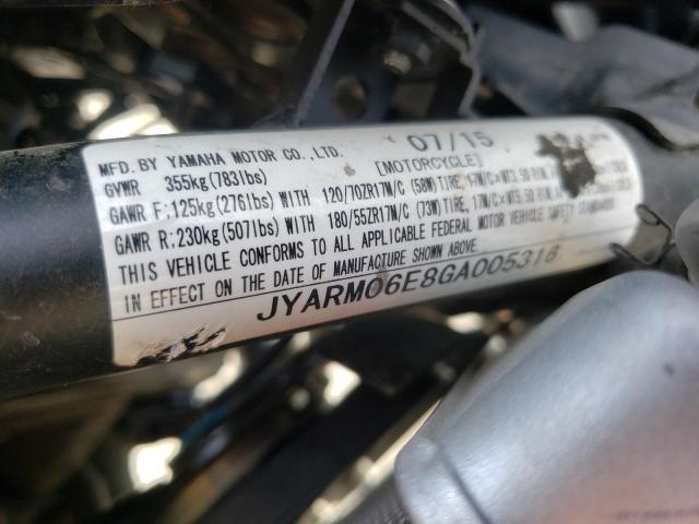 JYARM06E8GA005316 - 2016 YAMAHA FZ07  photo 10