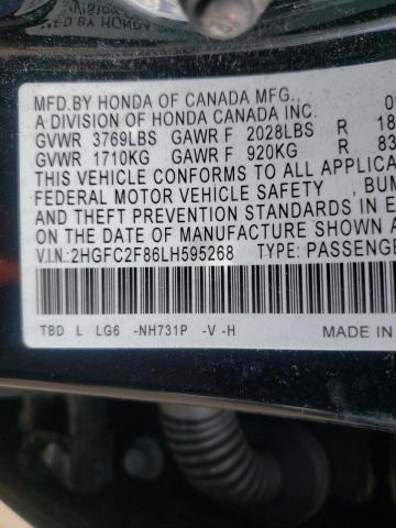 2HGFC2F86LH595268 - 2020 HONDA CIVIC SPORT  Foto 10