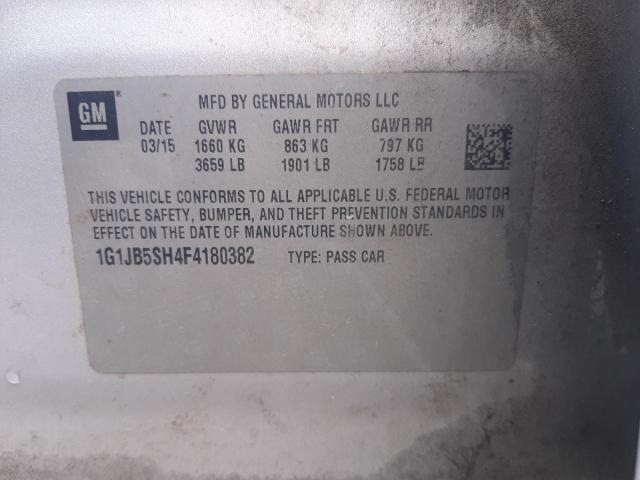 1G1JB5SH4F4180382 - 2015 CHEVROLET SONIC LS SILVER photo 10