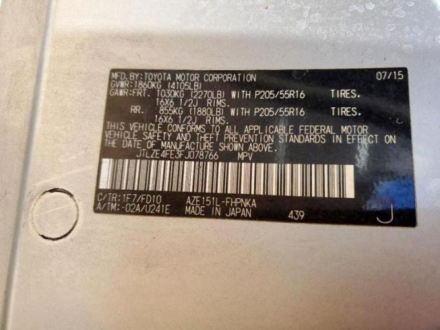 JTLZE4FE3FJ078766 - 2015 TOYOTA SCION XB Silber Foto 10