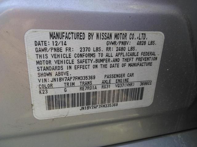 JN1BV7AP7FM335369 - 2015 INFINITI Q50 BASE SILVER photo 10