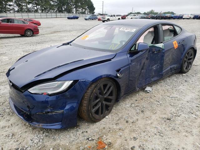 5YJSA1E69NF460338 - 2022 TESLA MODEL S Կապույտ լուսանկար 2