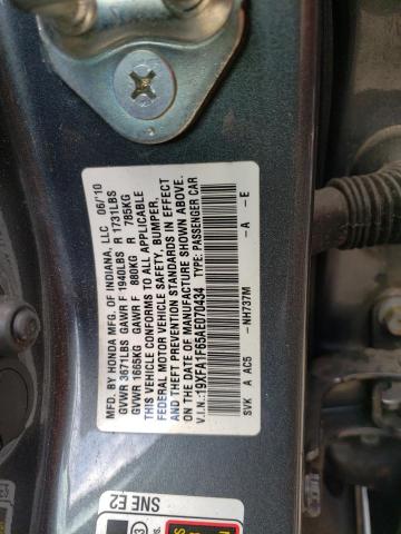 19XFA1F65AE070434 - 2010 HONDA CIVIC LX-S Szary zdjęcie 10