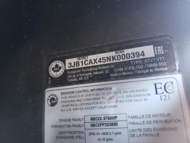 3JB1CAX45NK000394 - 2022 CAN-AM COMMANDER BLACK photo 10