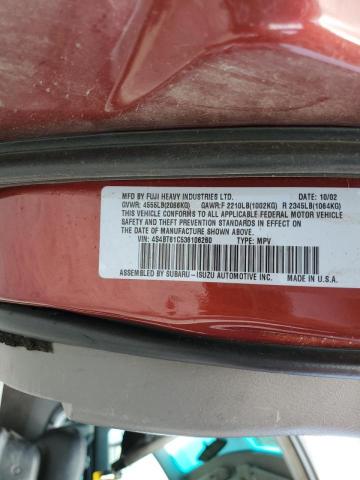 4S4BT61C536106260 - 2003 SUBARU BAJA MAROON photo 10