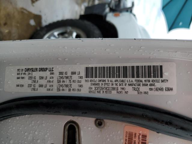 3C6TD5HT0CG139016 - 2012 DODGE RAM 2500 S Սպիտակ լուսանկար 10