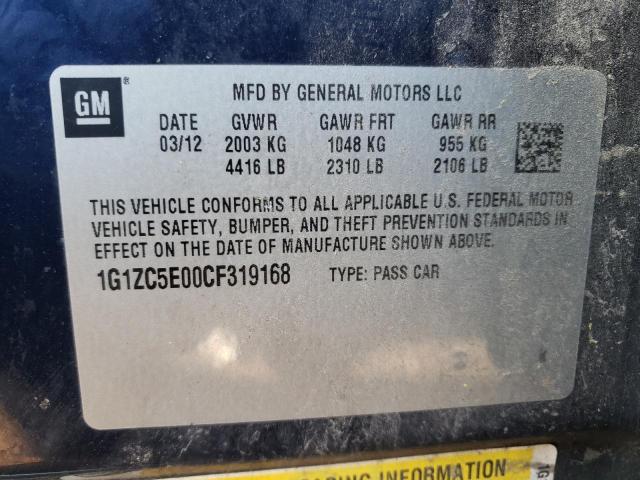 1G1ZC5E00CF319168 - 2012 CHEVROLET MALIBU 1LT BLUE photo 10