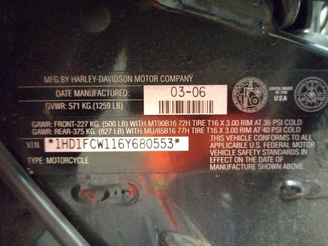 1HD1FCW116Y680553 - 2006 HARLEY-DAVIDSON FLHTCUI 勃艮第红 照片 10