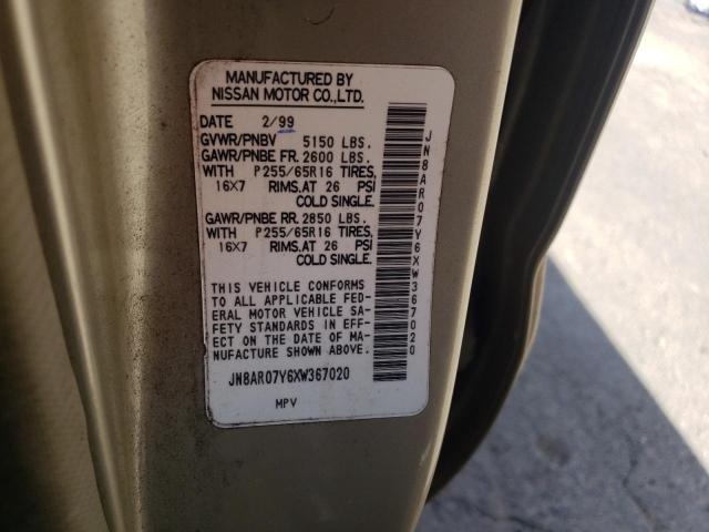 JN8AR07Y6XW367020 - 1999 NISSAN PATHFINDER LE  ფოტო 10
