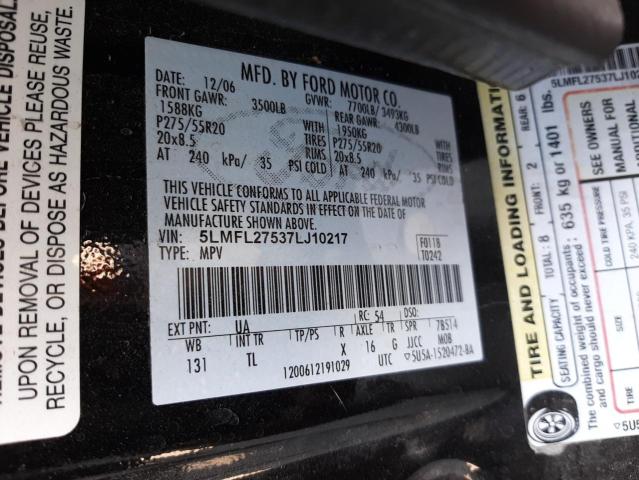 5LMFL27537LJ10217 - 2007 LINCOLN NAVIGATOR BLACK photo 10