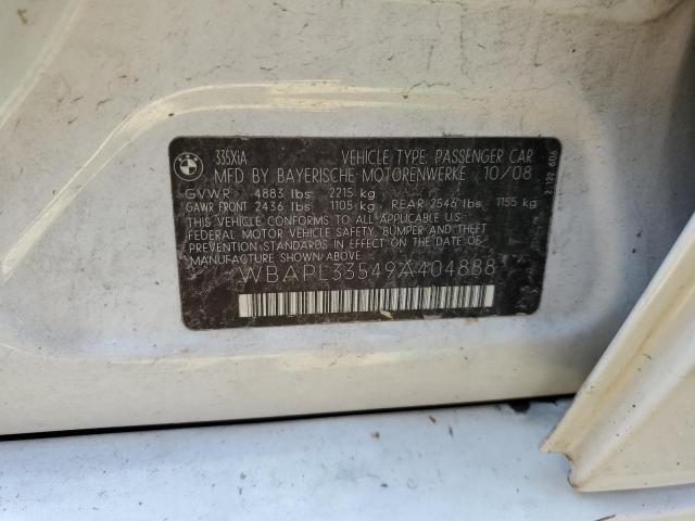 WBAPL33549A404888 - 2009 BMW 335 XI WHITE photo 10