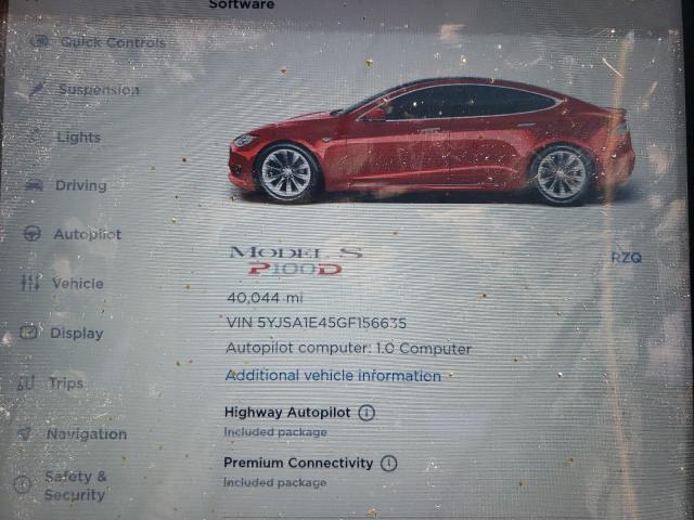 5YJSA1E45GF156635 - 2016 TESLA MODEL S Բորդո լուսանկար 8