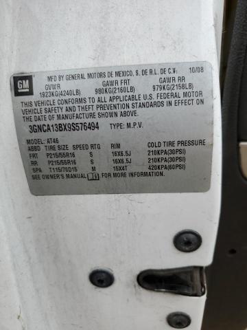 3GNCA13BX9S576494 - 2009 CHEVROLET HHR LS WHITE photo 10