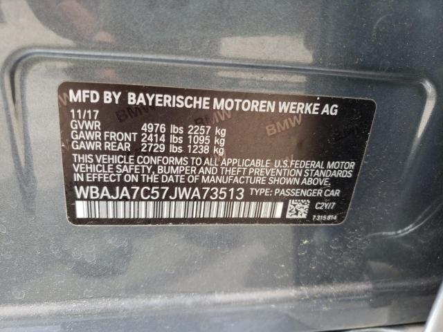 WBAJA7C57JWA73513 - 2018 BMW 530 XI GRAY photo 10