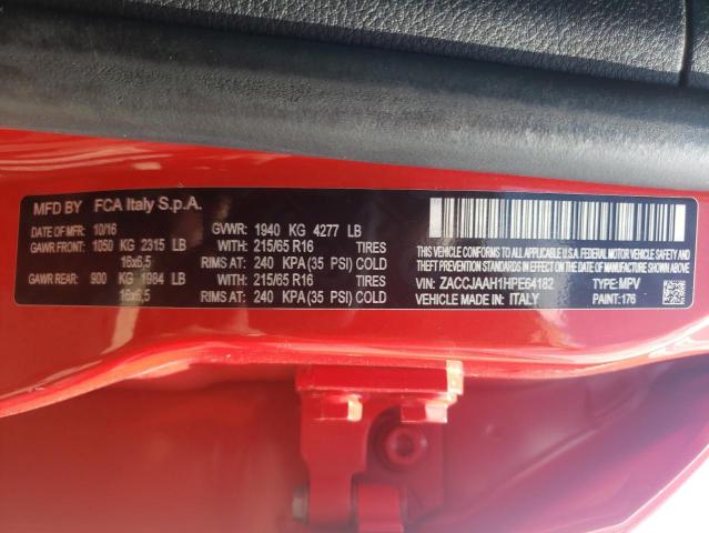 ZACCJAAH1HPE64182 - 2017 JEEP RENEGADE S Qırmızı foto 10